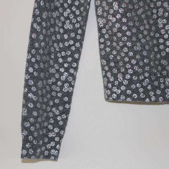 NWT Bonpoint Cashmere Long Sleeve Button Front Gray Cardigan Sweater Silver Dot - Picture 4 of 8